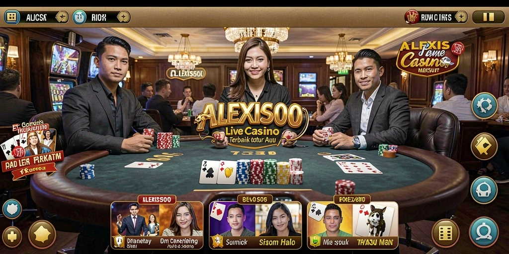 Screenshot ALEXIS500 yang menunjukkan gameplay Live Casino yang mendebarkan.
