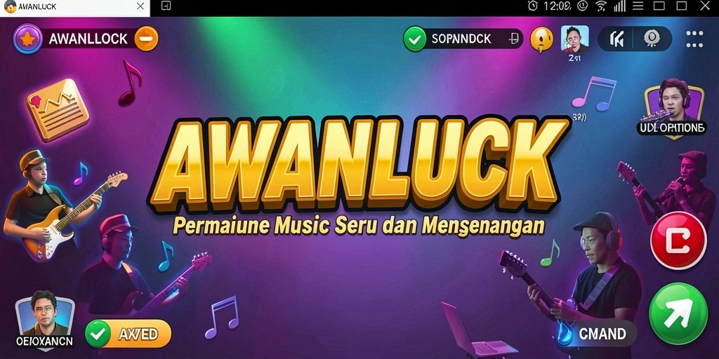 Screenshot gameplay AWANLUCK dengan tantangan musik yang seru.
