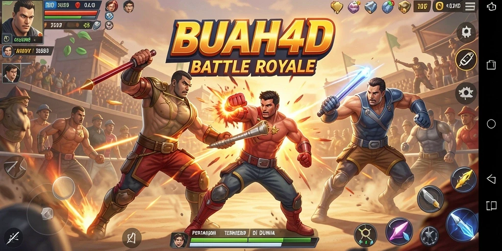 Tampilan gameplay BUAH4D saat pertarungan seru Battle Royale.