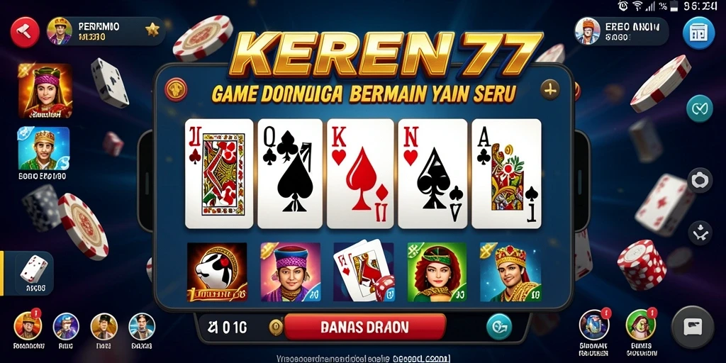 Tampilan aplikasi KEREN77 dengan gameplay domino yang menarik.