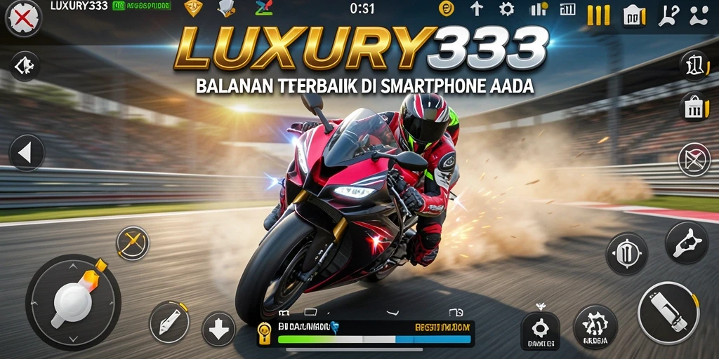 Tampilan mendebarkan dari gameplay LUXURY333 dengan balapan motor yang cepat.