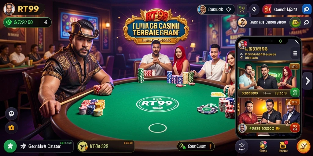 Tampilan gameplay Live Casino interaktif dengan dealer langsung di RT99.