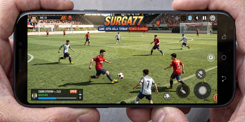 Gameplay SURGA77 yang menegangkan dengan aksi sepak bola yang seru.